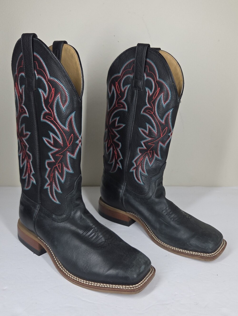 Macie Bean Black Magic Embroidered Square Toe Western Cowgirl Boots M9151 9M